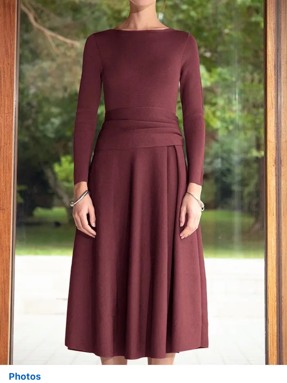 The Fold Classic Camelot Long-Sleeve Dress in Deep Burgundy